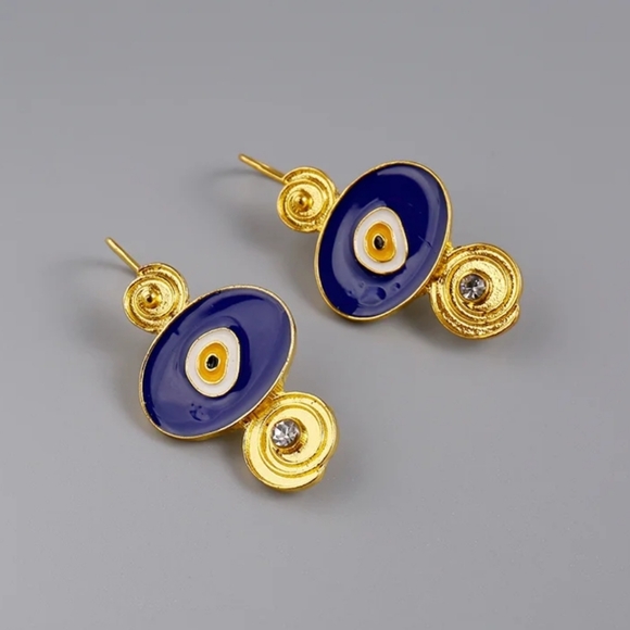Evil Eye Earrings 14k Gold plated - Picture 2 of 7